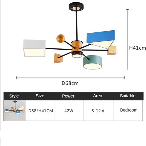 Lustre moderne LED avec abat-jour géométrique coloré Fresia - vue 5 sur 5