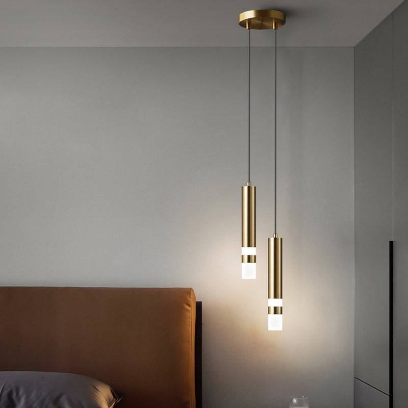 Lustre design LED tube lumineux doré ou noir Amias