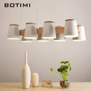 Lustre en bois avec lampe abat-jour métal ajustable Dining