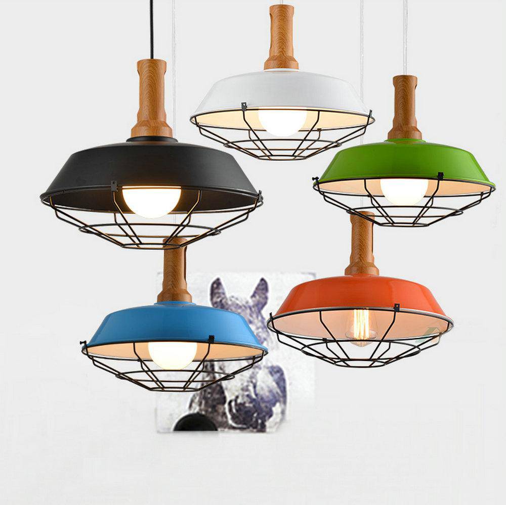 Suspension design en bois, métal et cage (plusieurs couleurs) - vue 3 sur 3