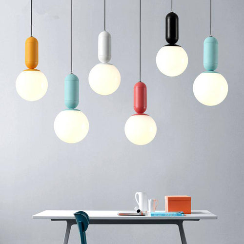 Suspension design couleurs en boule Macaron - vue 3 sur 6