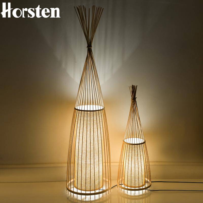 Lampadaire en bois bambou style japonais
