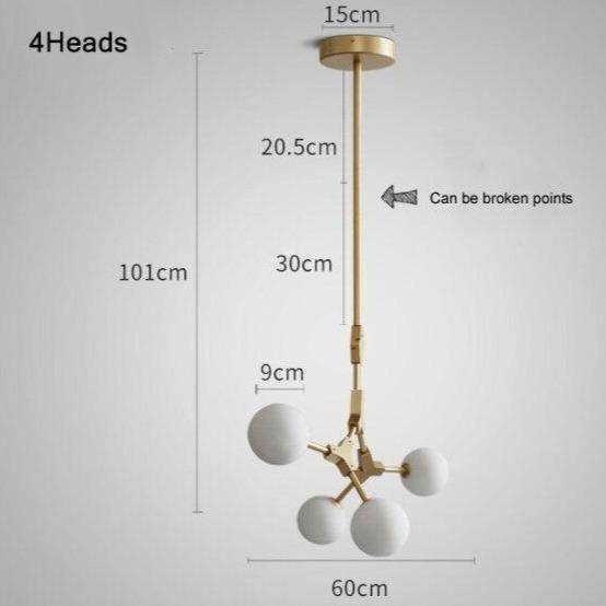 Suspension design à LED en métal doré et boules en verre Loft