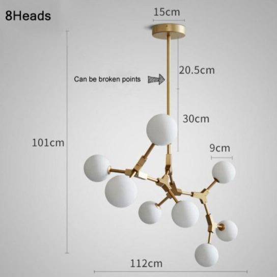 Suspension design à LED en métal doré et boules en verre Loft - vue 9 sur 12