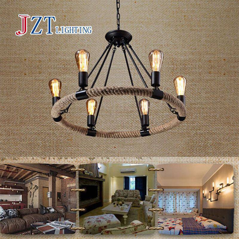 Suspension rustique en métal avec cordage rond - vue 2 sur 2