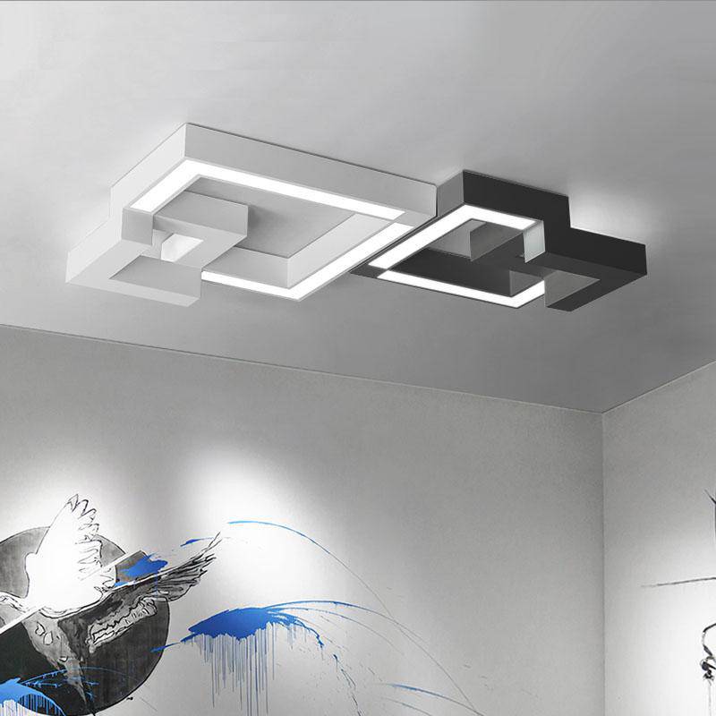 Plafonnier design LED géométrique noir ou blanc (plusieurs tailles)