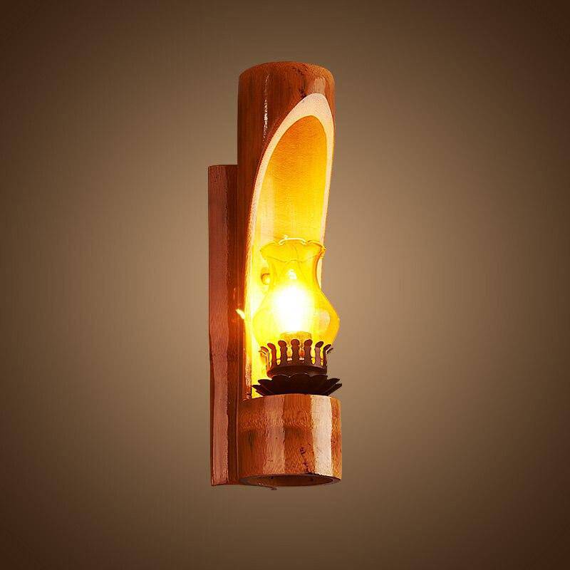 Applique rustique LED bambou cylindrique Loft