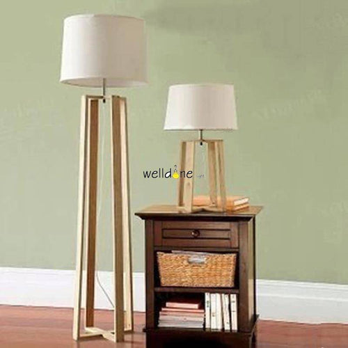 Lampadaire style japonais avec pieds en bois et abat-jour Nordic - vue 3 sur 6