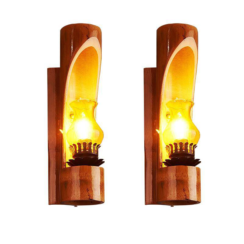 Applique murale antique rustique en bambou de bois - vue 2 sur 2