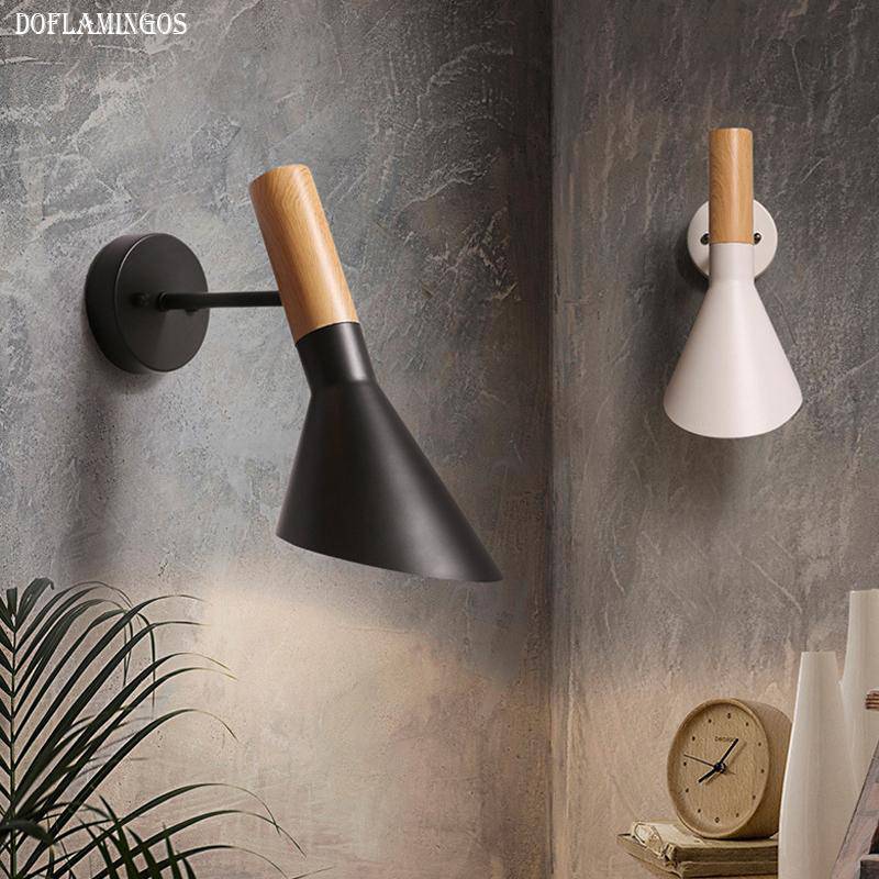 Applique murale design en bois et métal (noir ou blanc) - vue 2 sur 4