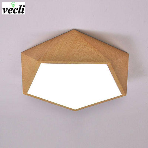Plafonnier effet bois à LED Geometric - vue 3 sur 3