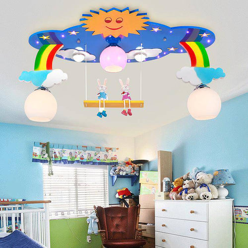 Plafonnier enfant ciel avec arc-en-ciel et balançoire - vue 2 sur 2