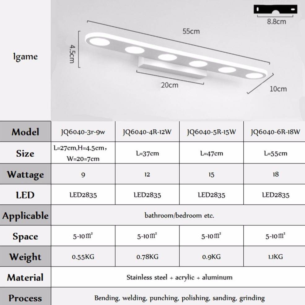 Applique à tableau et miroir LED Vanity (plusieurs modèles) - vue 4 sur 3