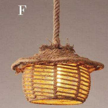 Suspension rustique LED avec abat-jour de plusieurs formes et cordage - vue 8 sur 8