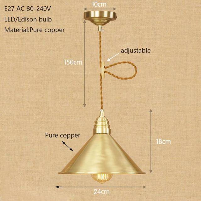 Suspension design à LED avec abat-jour doré Iron Loft - vue 4 sur 5