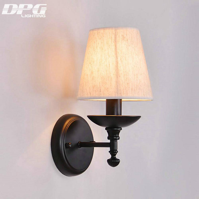 Applique murale LED rustique avec abat-jour en tissu