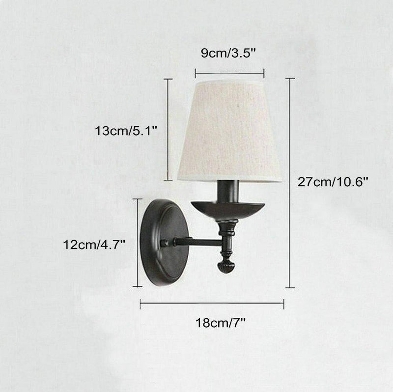 Applique murale LED rustique avec abat-jour en tissu