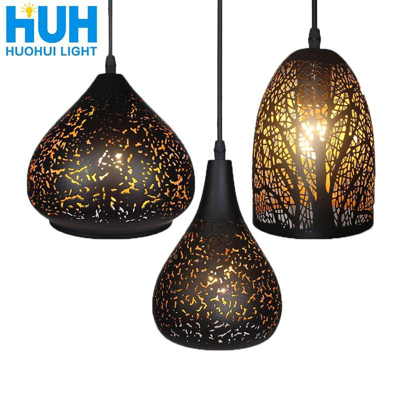 Suspension LED noir Etching - vue 3 sur 11