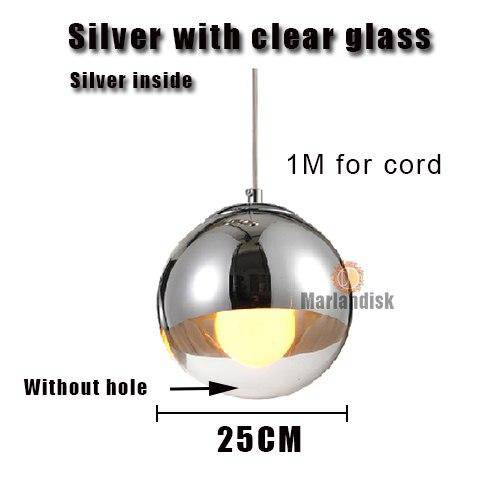 Suspension design LED boule en verre et chromée Copper - vue 18 sur 20