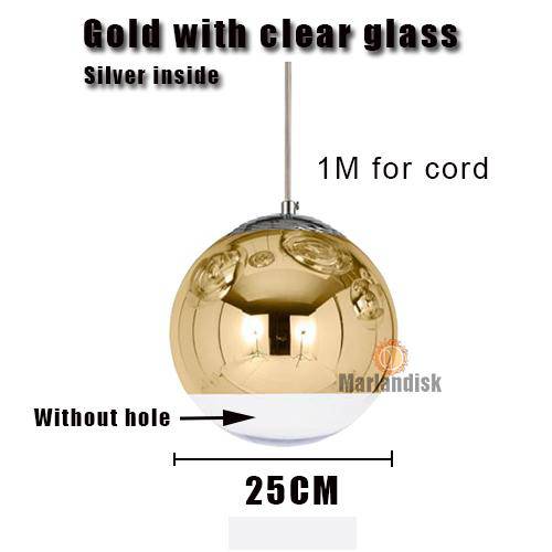 Suspension design LED boule en verre et chromée Copper - vue 3 sur 20