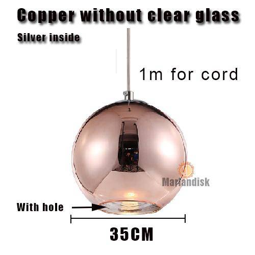 Suspension design LED boule en verre et chromée Copper - vue 5 sur 20