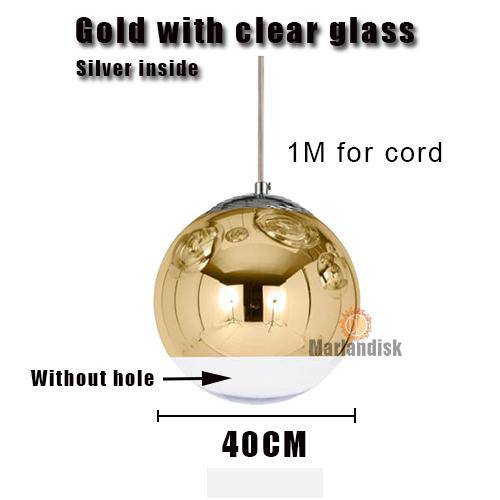 Suspension design LED boule en verre et chromée Copper - vue 6 sur 20