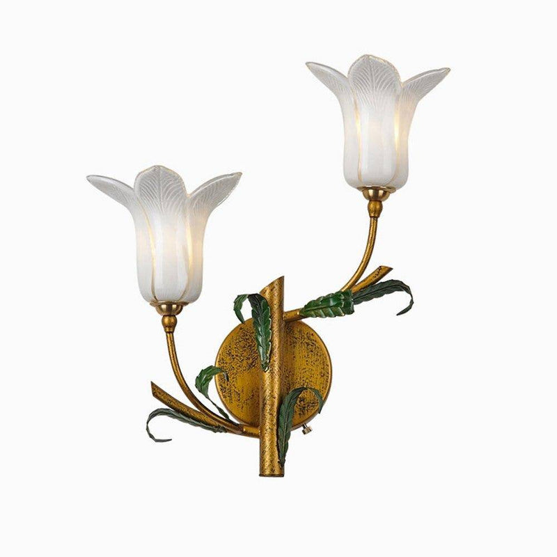 Applique murale rustique LED avec abat-jour style fleur colorée