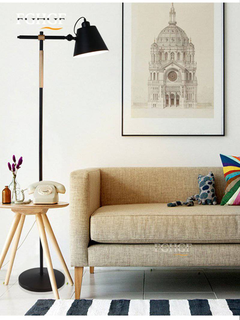 Lampadaire en bois et métal design ajustable Floor