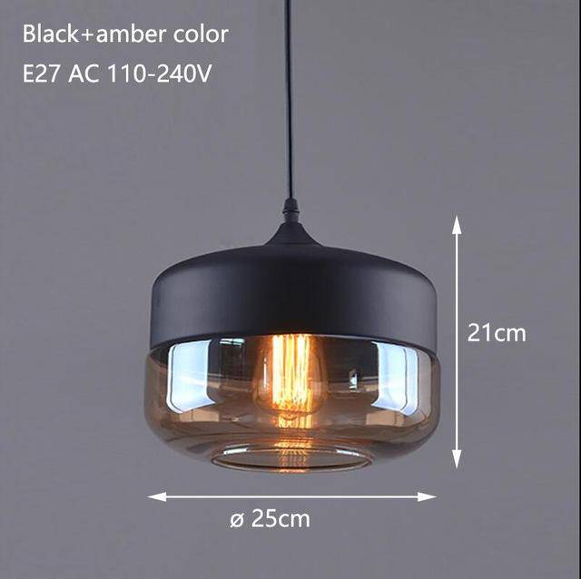 Suspension moderne design en verre et métal Loft