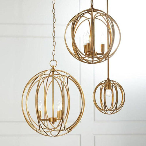 Suspension design LED en boule métal avec ampoules rétro Lewin - vue 2 sur 4
