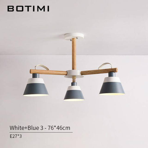 Lustre LED en bois acec abat-jour Nordic