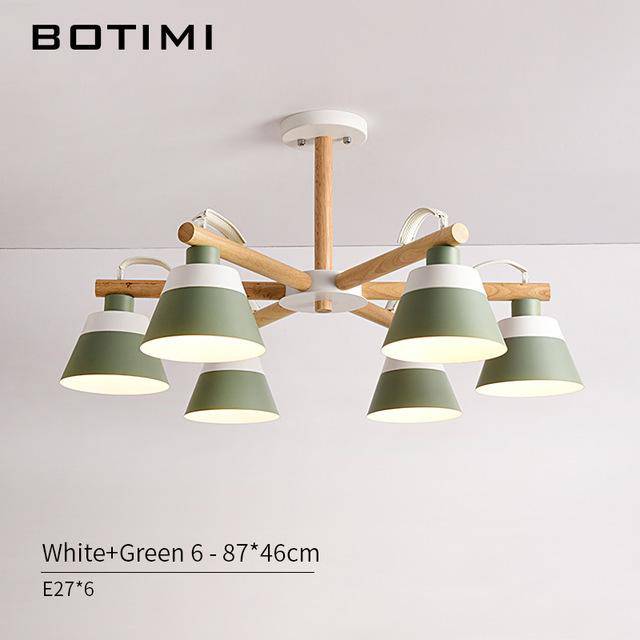 Lustre LED en bois acec abat-jour Nordic - vue 12 sur 12