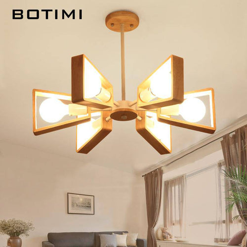 Lustre en bois à LED ajustable Wooden - vue 3 sur 7