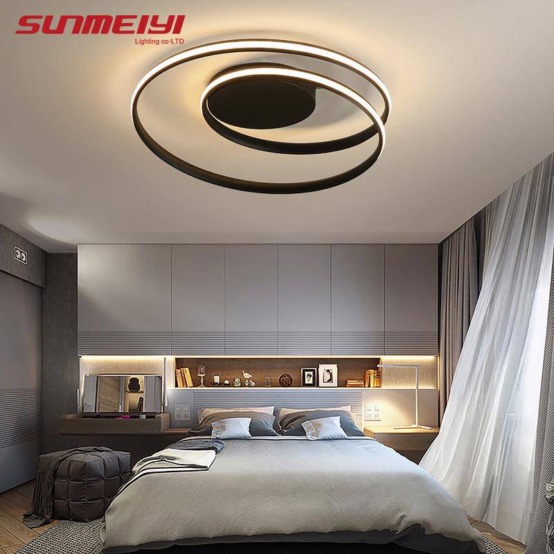 Plafonnier design LED double boucle (noir ou blanc)