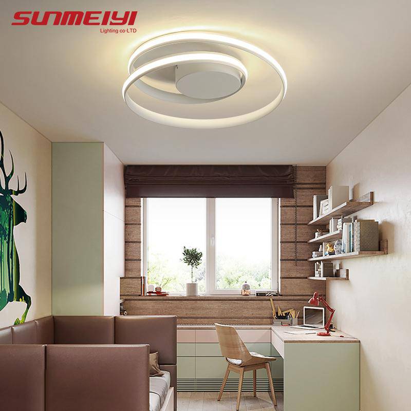Plafonnier design LED double boucle (noir ou blanc)