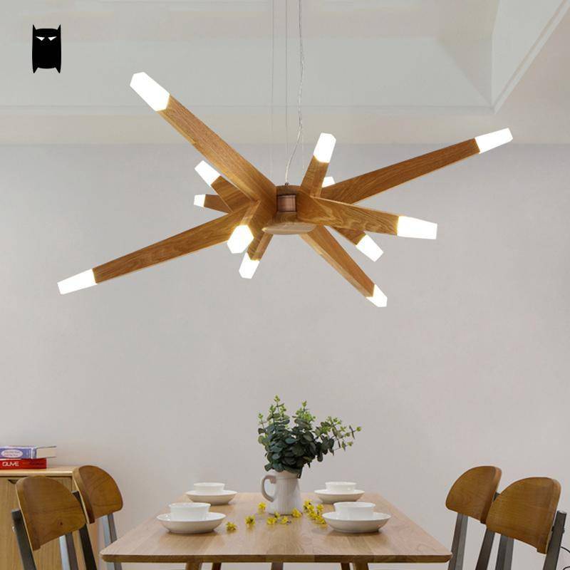 Lustre design à LED avec branches en bois Contemporary - vue 4 sur 5