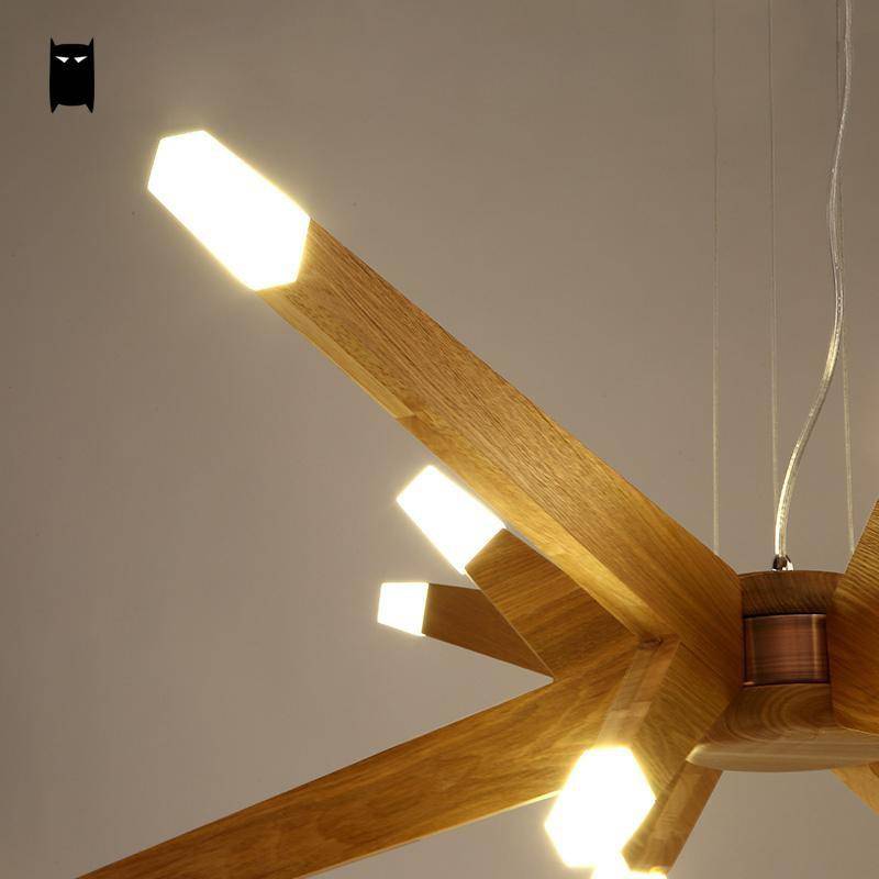 Lustre design à LED avec branches en bois Contemporary - vue 5 sur 5