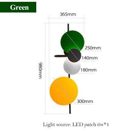 Applique murale design à LED avec plusieurs disques métal colorés Lasha