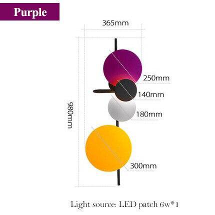 Applique murale design à LED avec plusieurs disques métal colorés Lasha