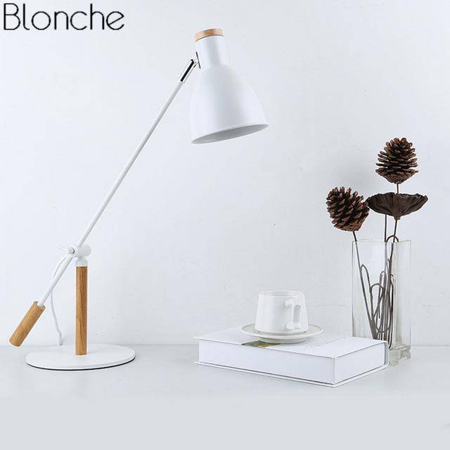 Lampe de bureau à LED ajustable métal et bois (noir ou blanc) - vue 2 sur 6