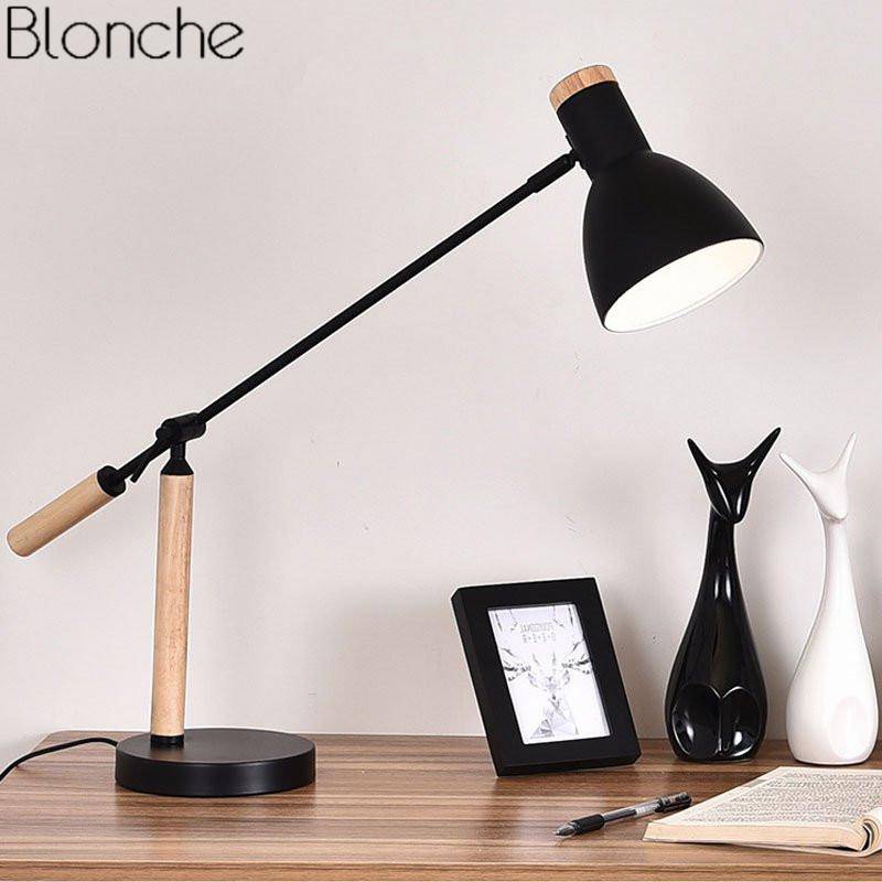 Lampe de bureau à LED ajustable métal et bois (noir ou blanc) - vue 3 sur 6