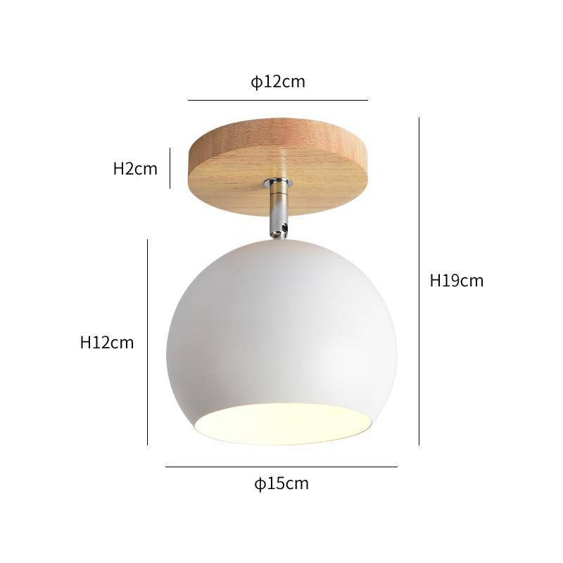 Applique LED en bois et boule en métal de couleur ajustable
