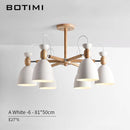 Lustre LED avec bras en bois et abats-jours arrondis