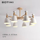 Lustre LED avec bras en bois et abats-jours arrondis