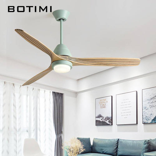 Ventilateur de plafond LED à pales rayés et base colorée - vue 3 sur 8