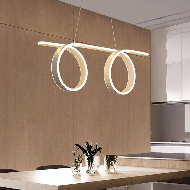 Suspension design à LED à double boucles blanc