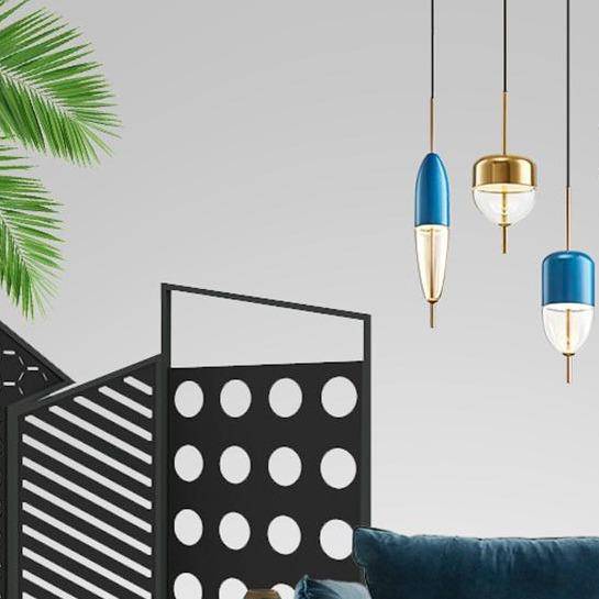 Suspension design LED à forme originale (bleue ou dorée) - vue 5 sur 10