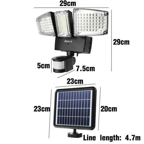 Projecteur extérieur solaire à 178 LEDs Arilux (noir ou blanc) - vue 4 sur 4