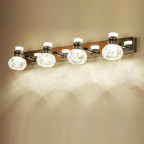 Applique murale LED chromée avec plusieurs lampes en cristal