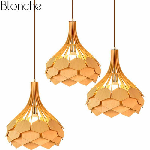 Suspension en bois et pétales de couleurs Wooden - vue 8 sur 10